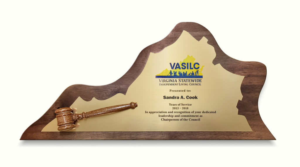 Custom Solid Wood State Shaped Plaques - Moslow Wood Products (Virginia)