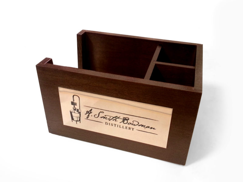 CBAR Napkin Caddy with Sublimated Brass Plate Moslow Wood Products