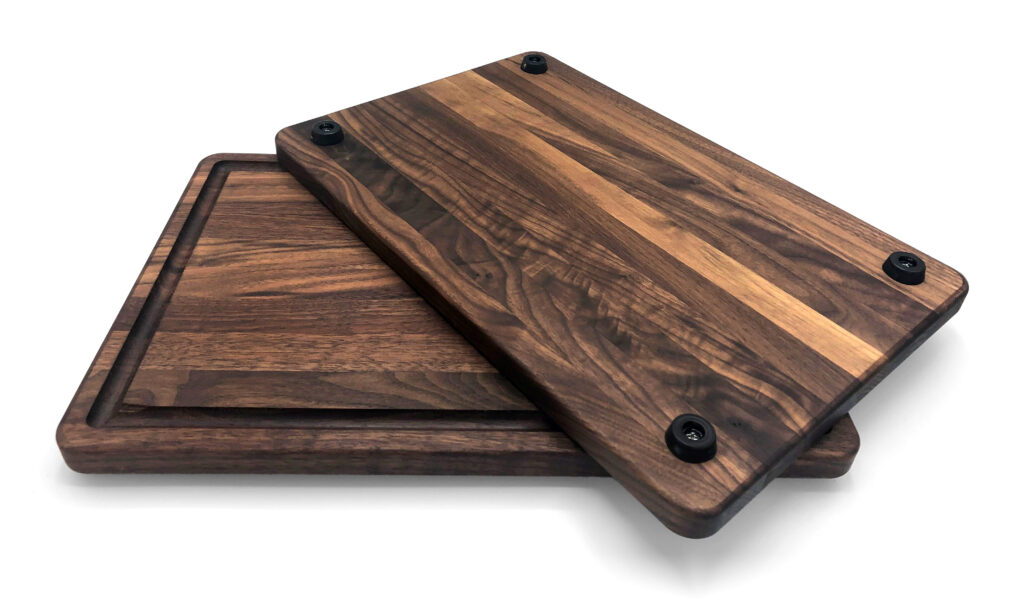 10 x 15 x .75 solid walnut cutting board with feet