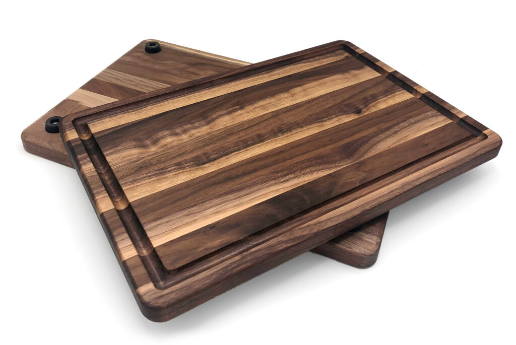 Solid sappy walnut 10 x 15 x .75 cutting board with feet